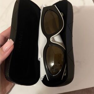 CHANEL Black and White Designer Sunglasses